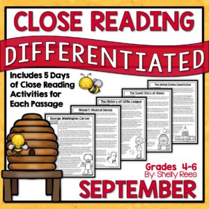 Close Reading Passages: 5 Reading Activities for September