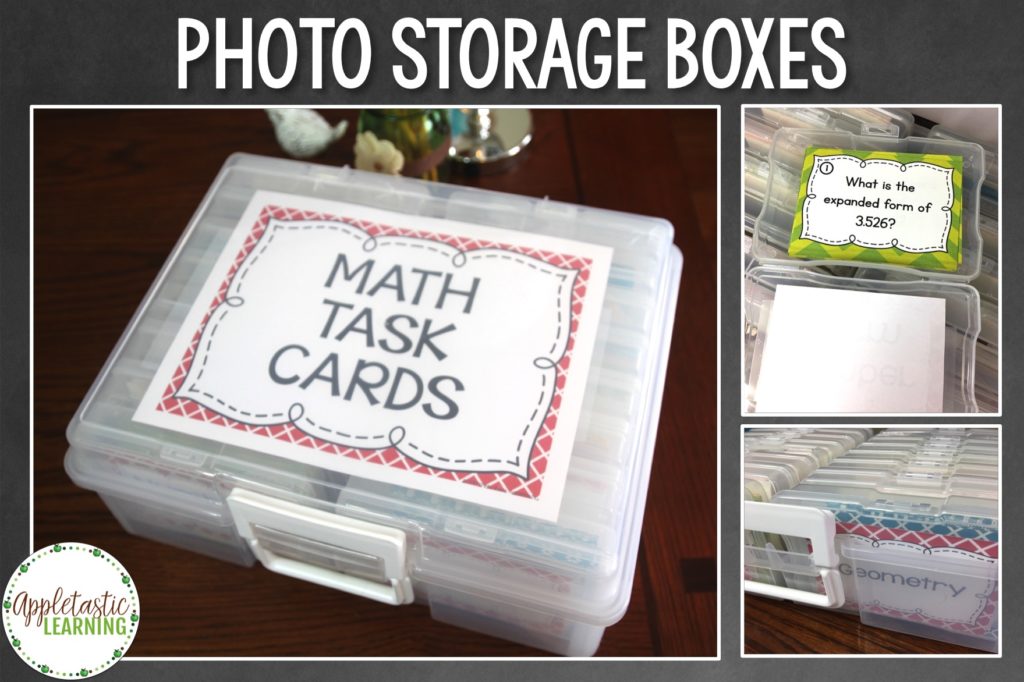 Task card organization no longer has to be frustrating and time-consuming. This post has tons of great ideas for storing and organizing all of your task cards. Click through to check them all out, and make sure to download your FREE task card organization editable labels. These will work great for ANY teacher who utilizes task cards in their classroom or homeschool. {2nd, 3rd, 4th, 5th, 6th, 7th, 8th grade - task card storage - task card organizer - free printable - organization tip}