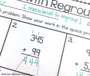 growth mindset through math problems - "I remembered to regroup!"