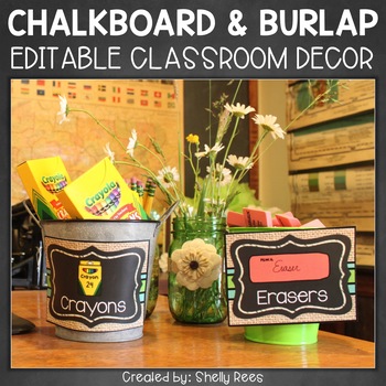 Editable Burlap & Chalkboard Labels  Classroom organization, Burlap  classroom decor, Chalkboard classroom