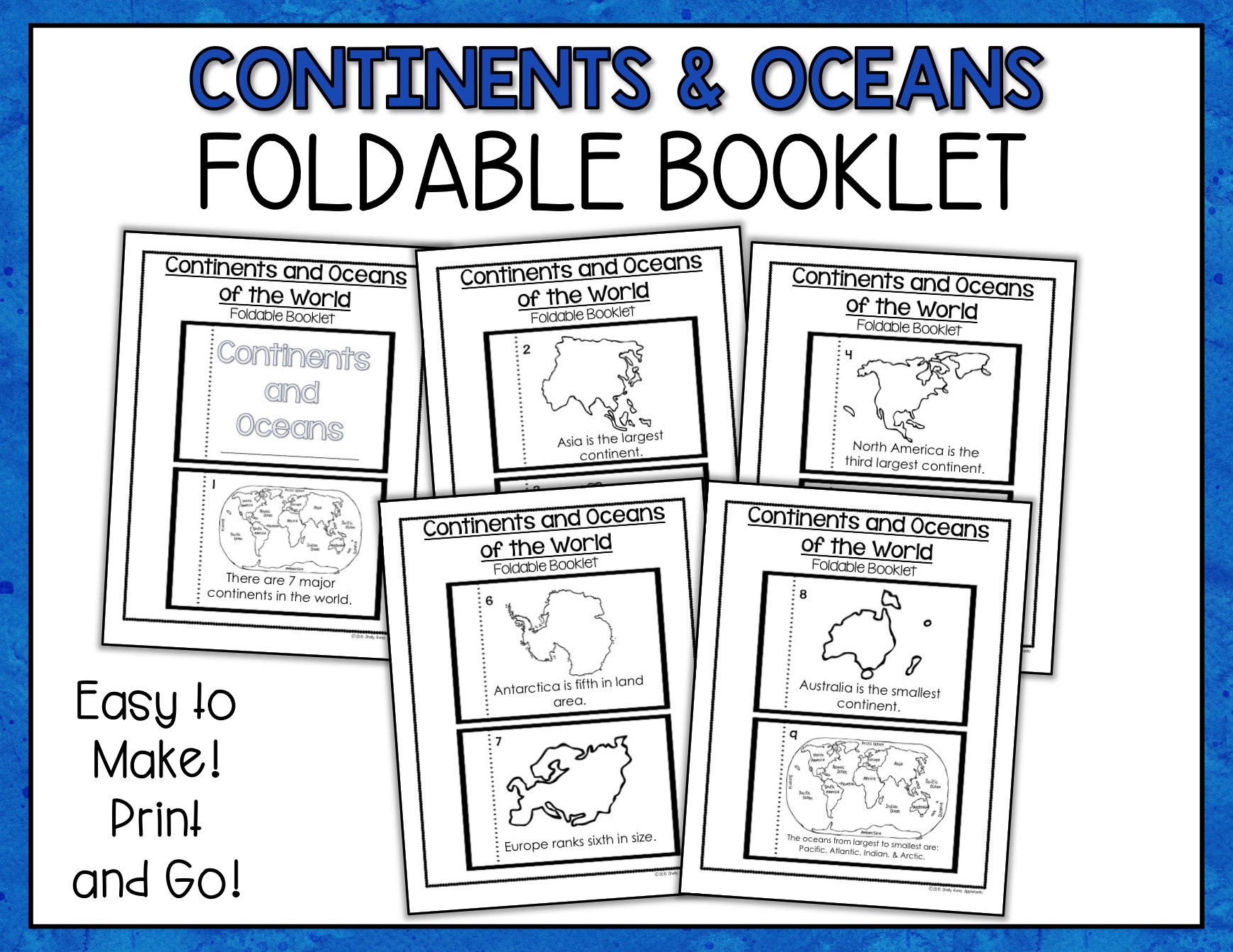 Continents and Oceans Foldable Booklet - Appletastic Learning