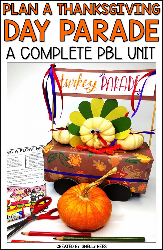 Thanksgiving project based learning is fun for kids in 3rd, 4th grade, and 5th grade with this Plan a Thanksgiving Parade PBL unit! Students love the Thanksgiving math activities, worksheets, writing activities in this project. Look no further for Thanksgiving activities, project, or craft. Your students will plan a parade, using Thanksgiving float ideas. #PBL #projectbasedlearning