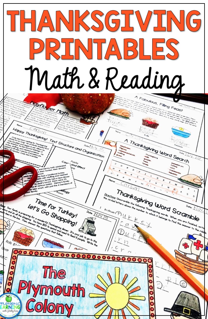 Thanksgiving Printables for Math and Reading