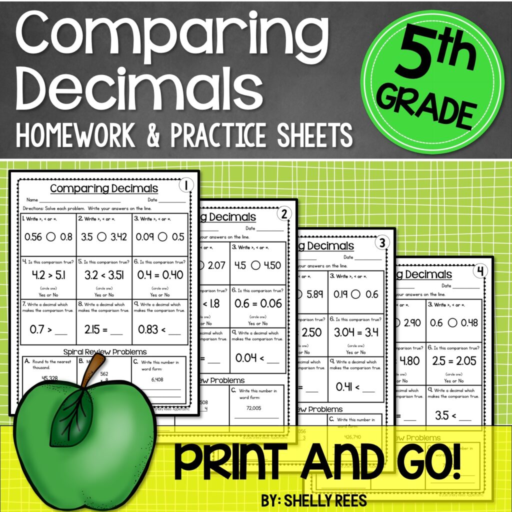 5th grade math worksheets free and printable appletastic