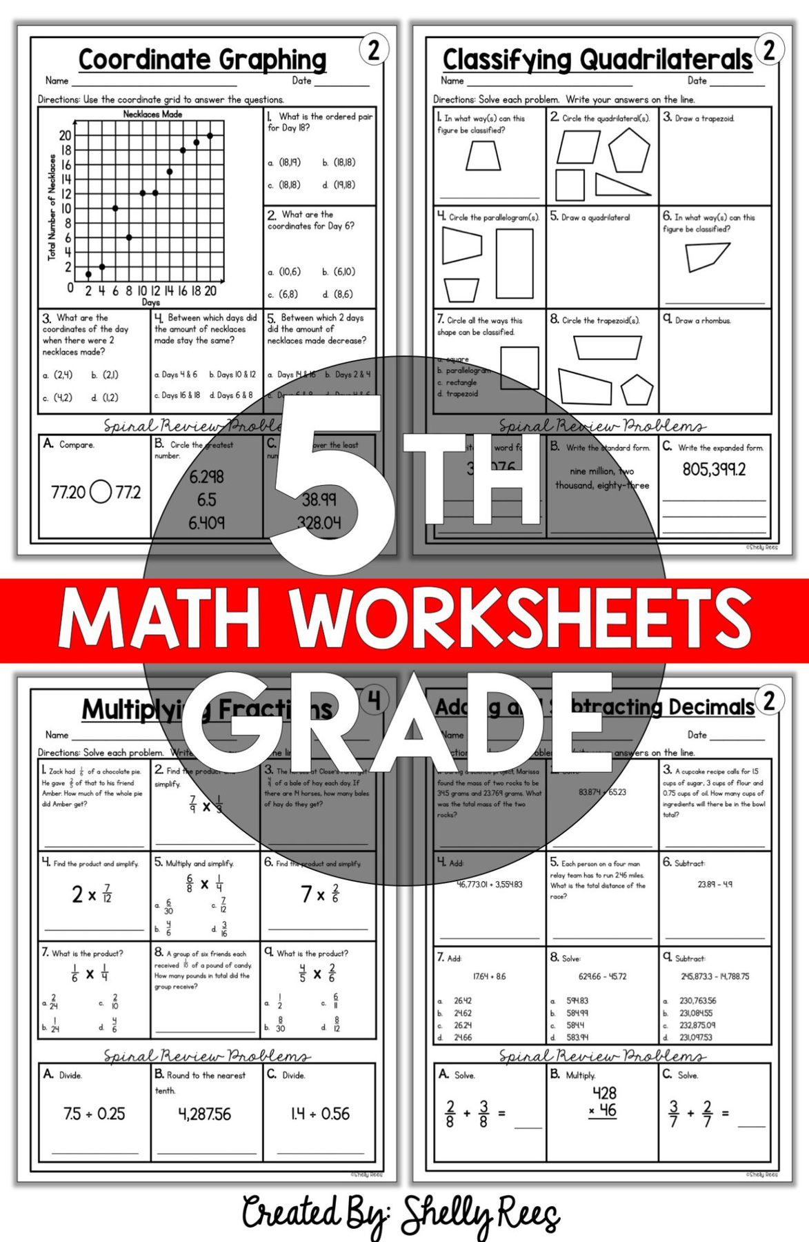 Free Printable 5th Grade Common Core Math Worksheets - Appletastic Learning
