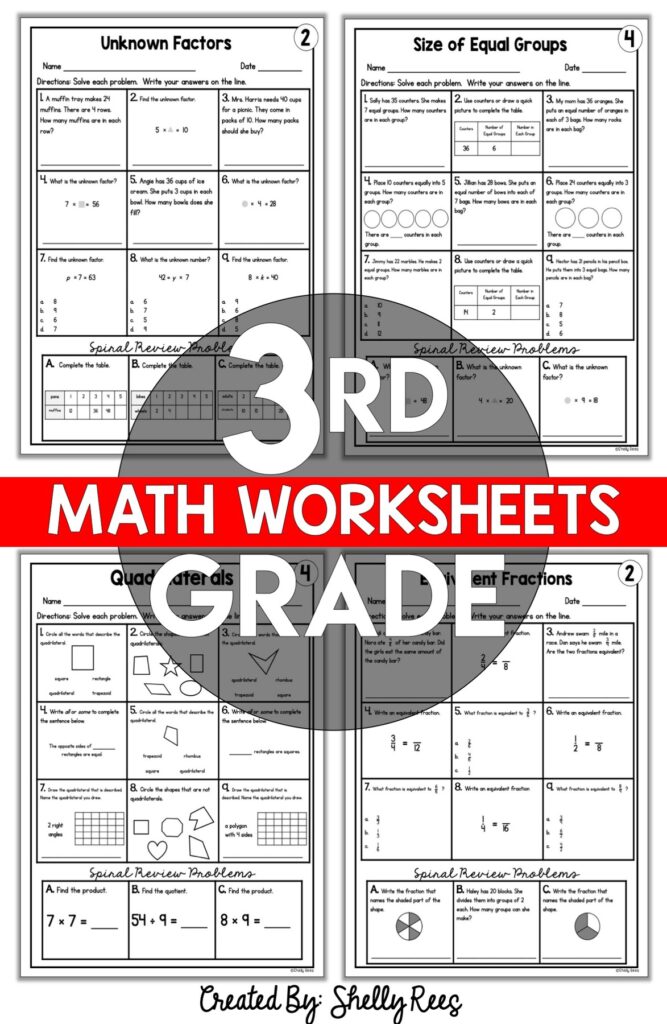 3rd Grade Math Worksheets Free and Printable - Appletastic Learning