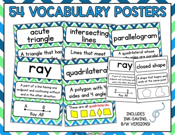 English geometric basic shapes vocabulary LARGE wall poster 