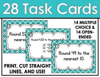 Rounding to Nearest Ten Task Cards