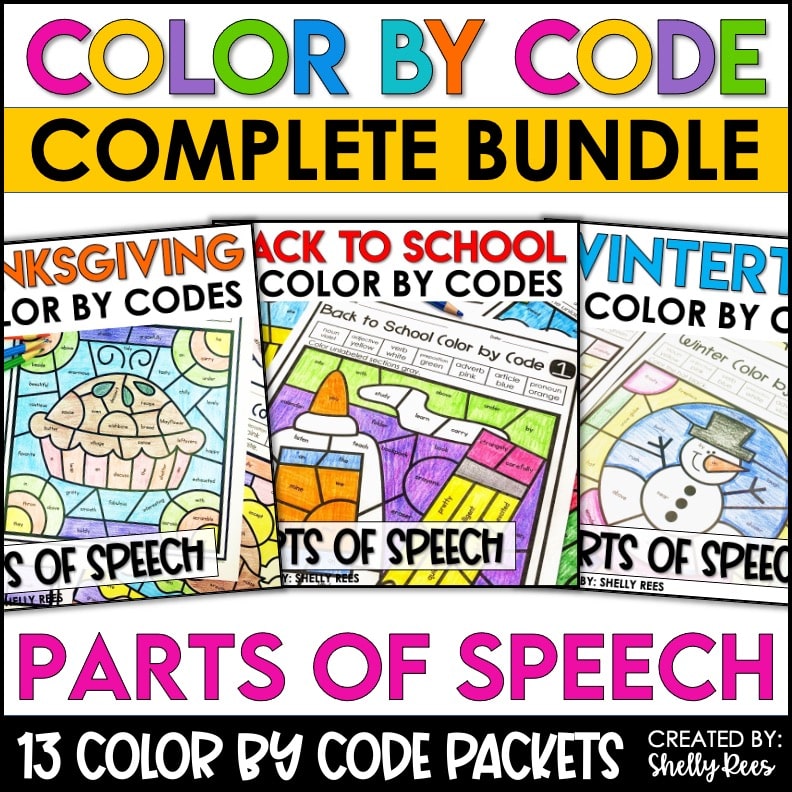 Parts Of Speech Color By Code Bundle Appletastic Learning