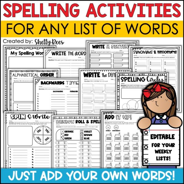Spelling word practice sheets