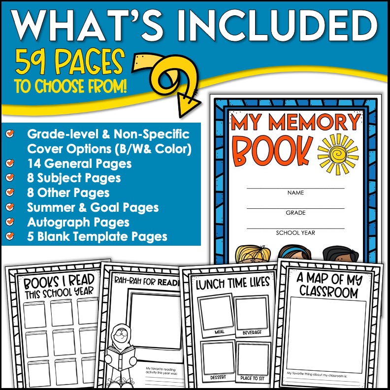 End of the Year Memory Book  Memory book school, Memory books, Teacher  appreciation cards