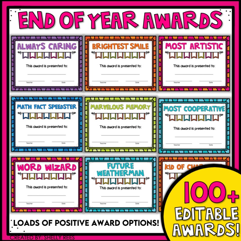 End of Year Awards Editable Class Superlative Awards Appletastic