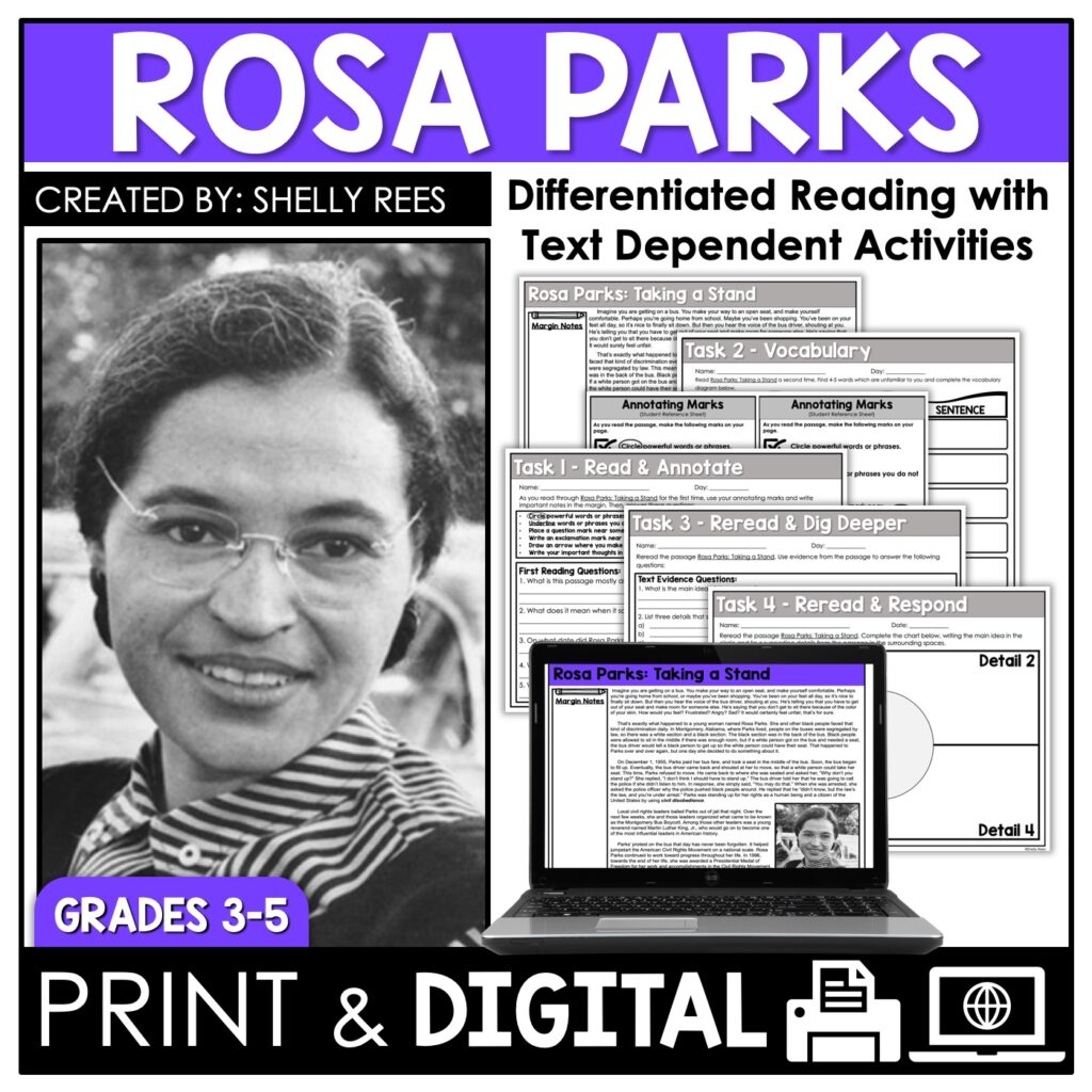 Rosa Parks Reading Passage and Worksheets Appletastic Learning