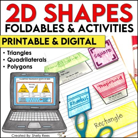 printable and digital interactive notebook activities for 2D shapes