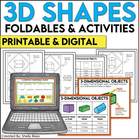 3D Shapes Print and Digital Interactive Notebook