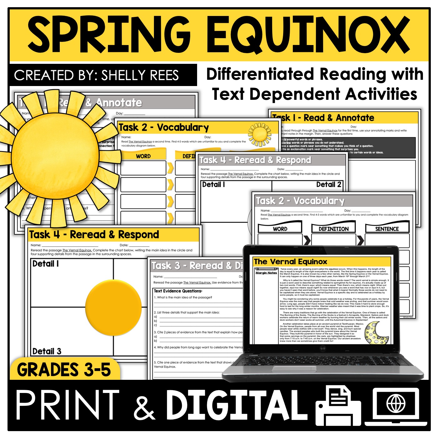 Spring Equinox Reading Passage and Worksheets - Appletastic Learning