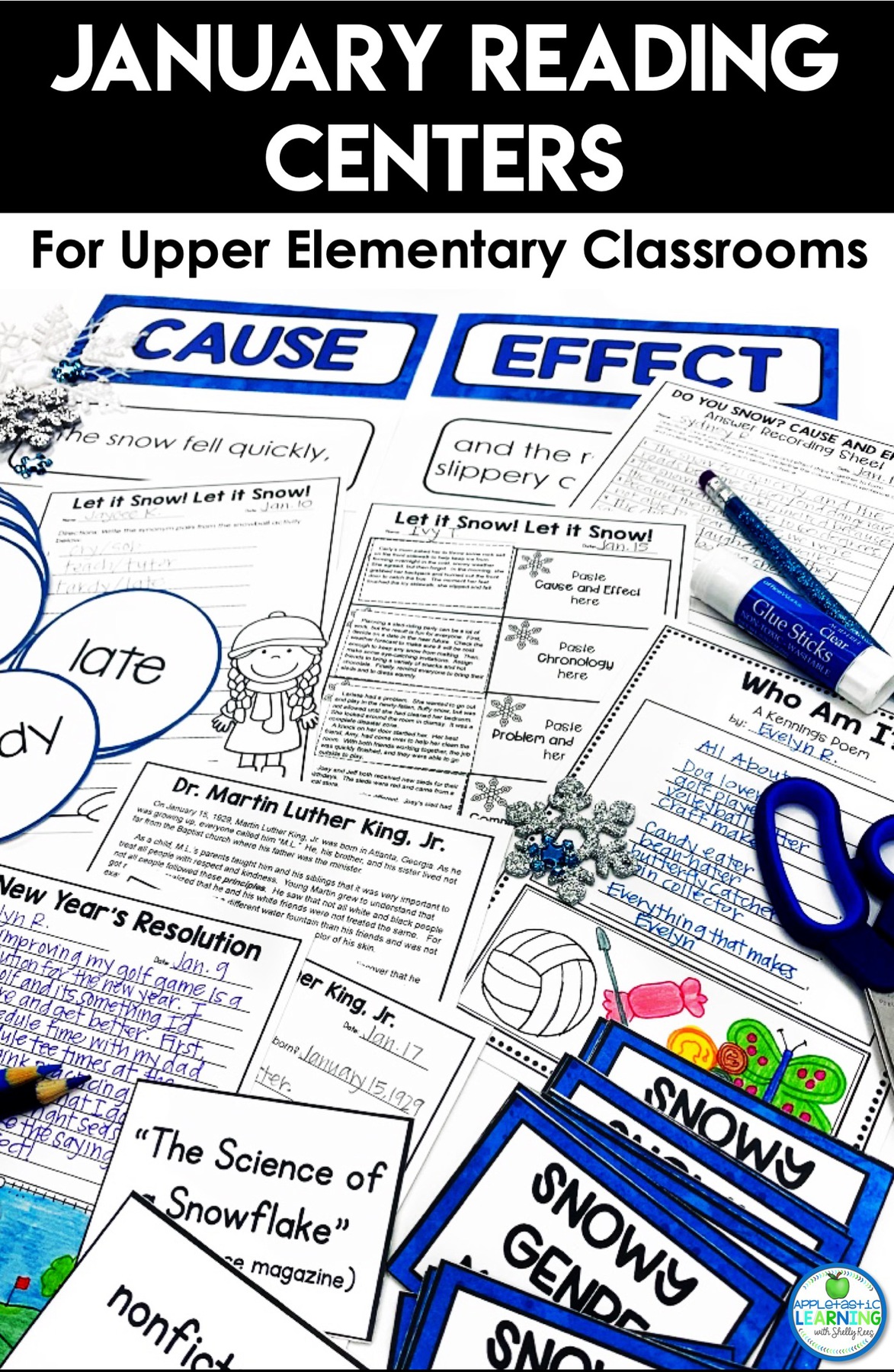 January reading and language arts activities for the upper elementary classroom