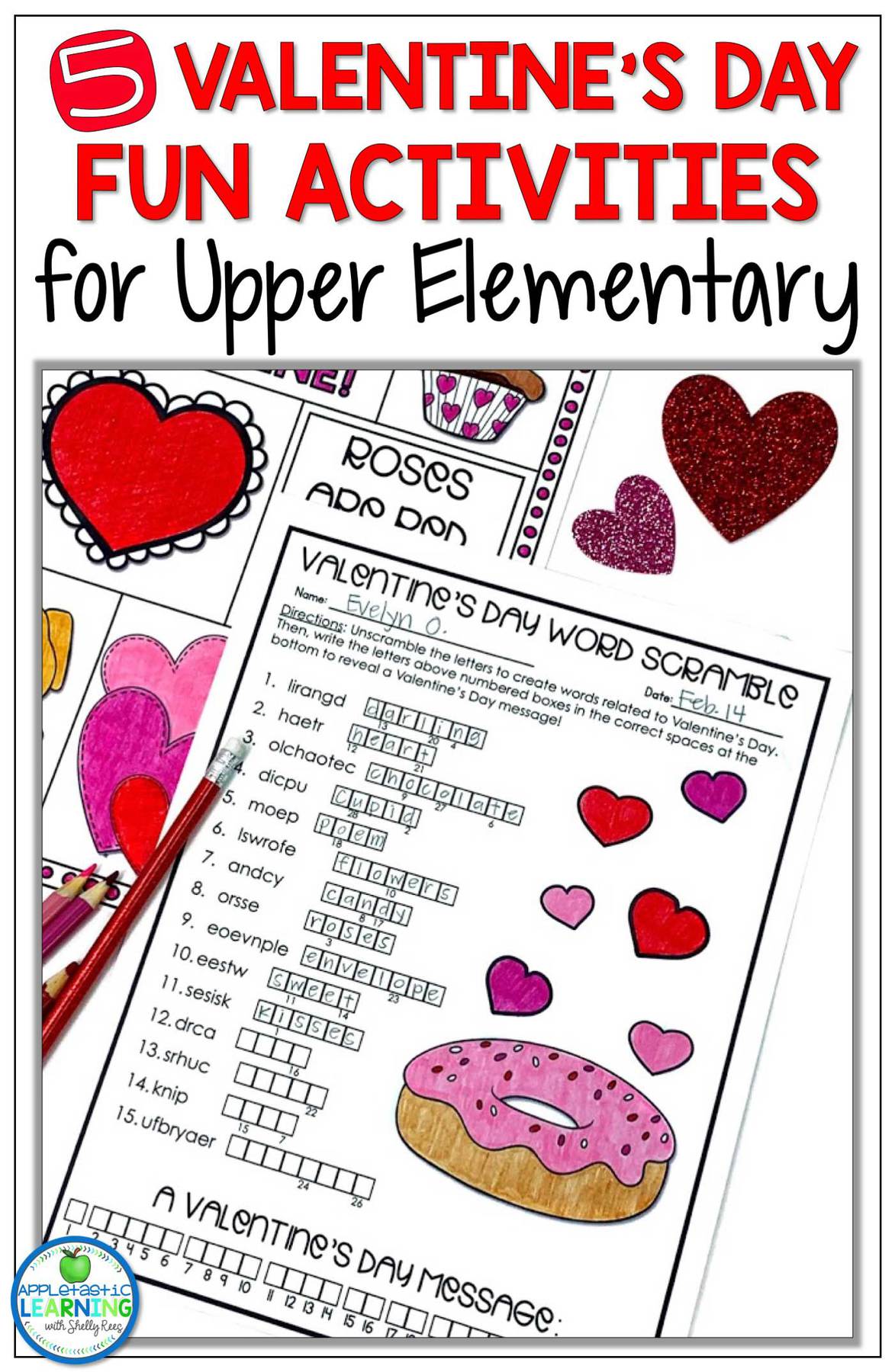 Valentine's day activities for word work word puzzle