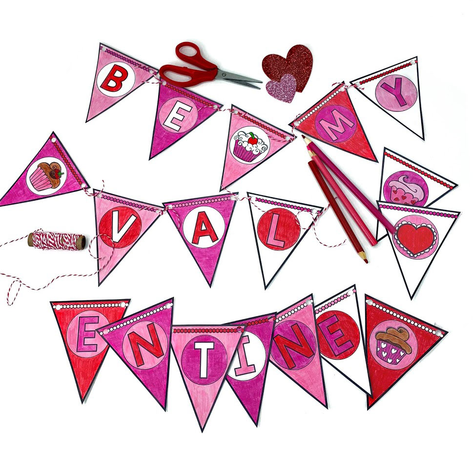 Valentine's Day banner for decor or to guide writing