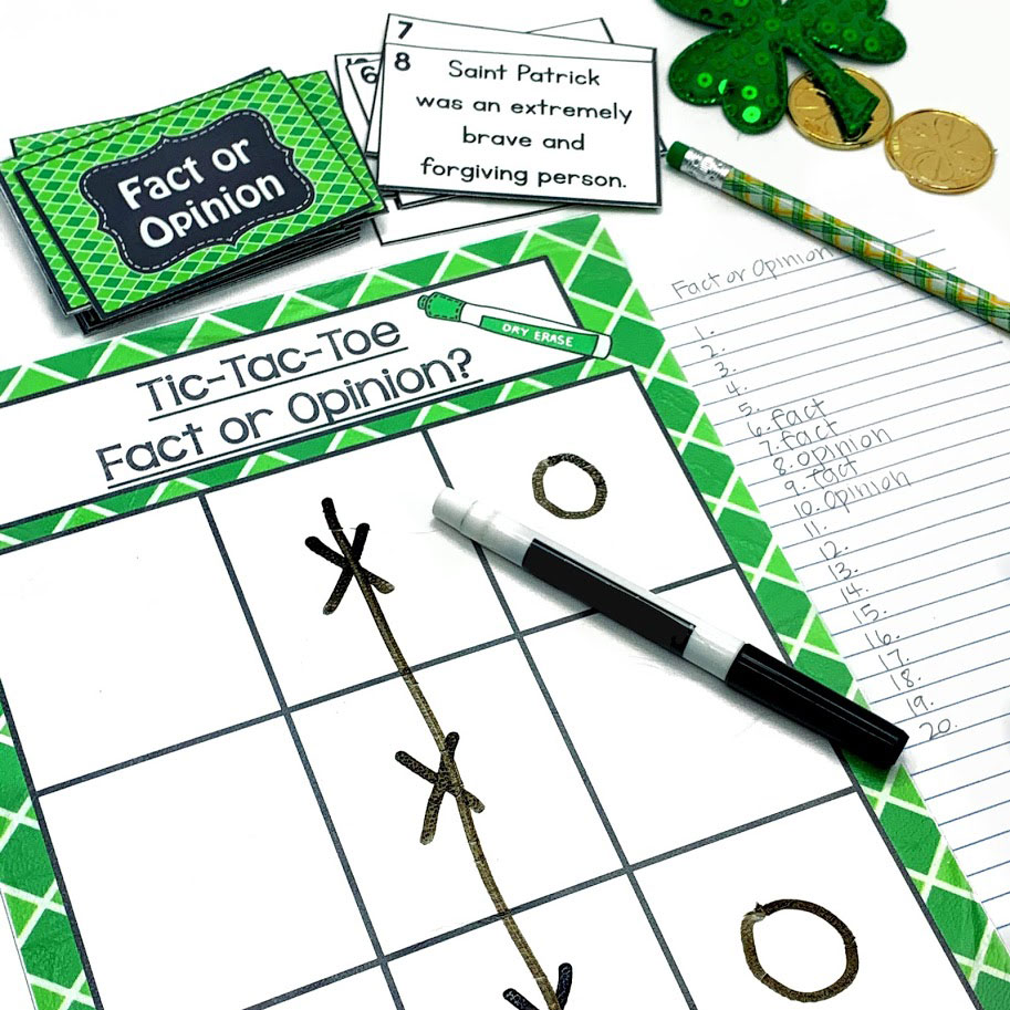 fact and opinion tic tac toe game is great for centers