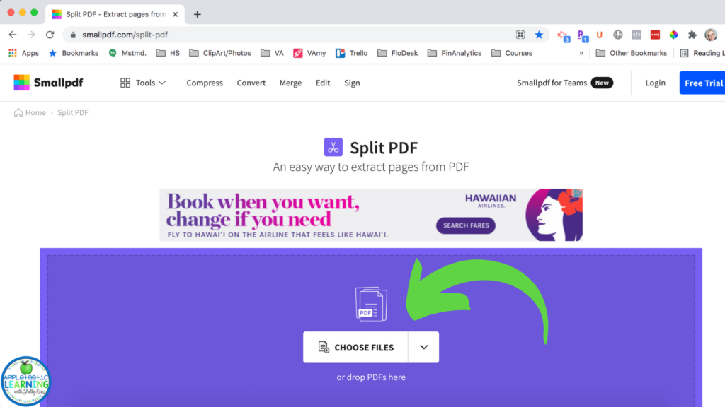 Save one page from a pdf using SmallPDF and the Split PDF tool