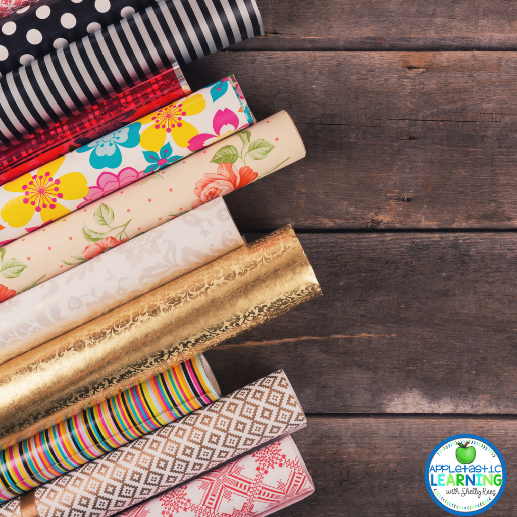 Use wrapping paper to add fun color and pattern to your classroom.  It's a great way to make a big statement without spending a lot of money.