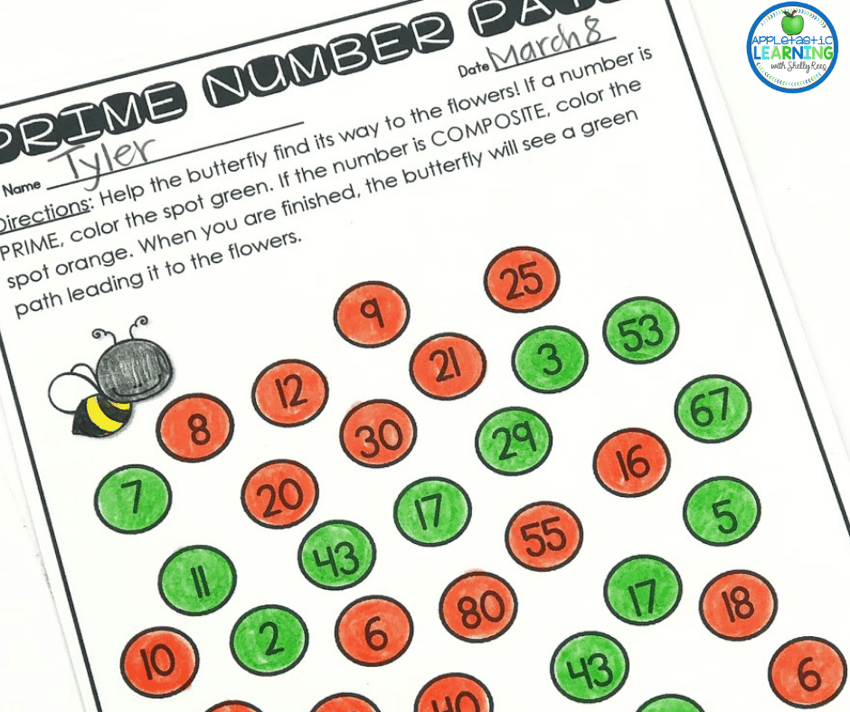 Help the bee find his way home wile practicing prime and composite numbers.
