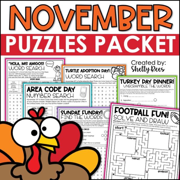 November Word Searches and Puzzles