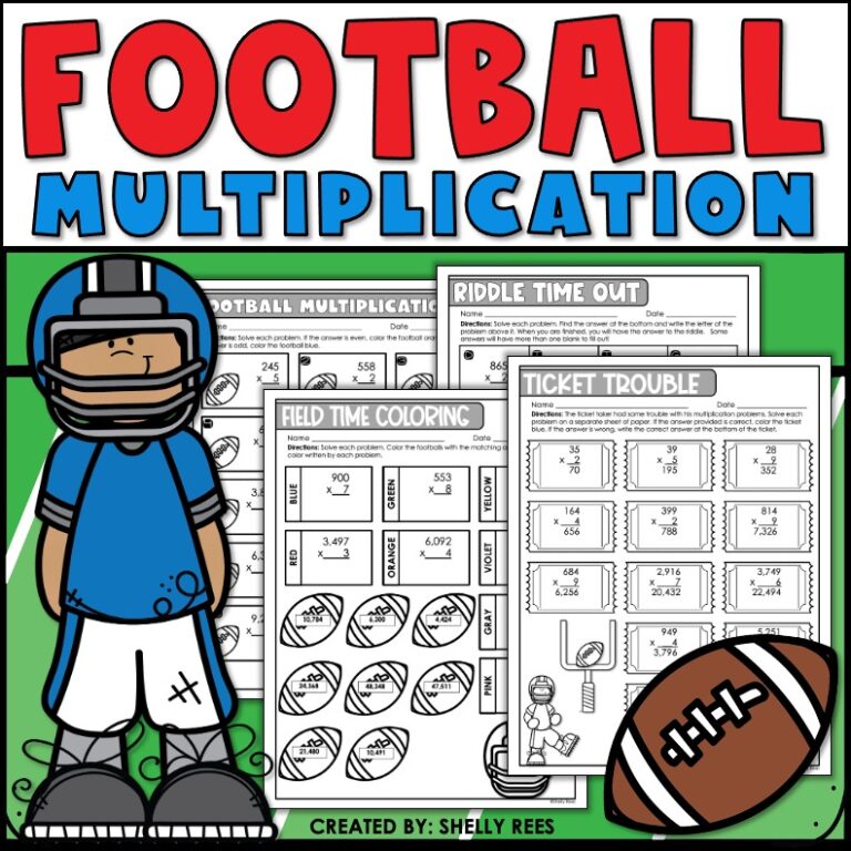 football multiplication worksheets