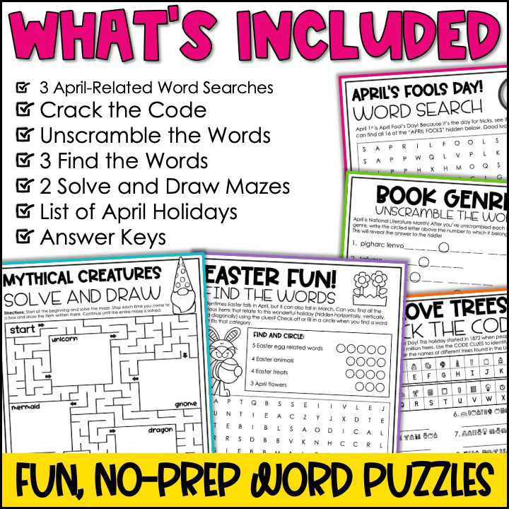April Word Searches and Puzzles - Image 2