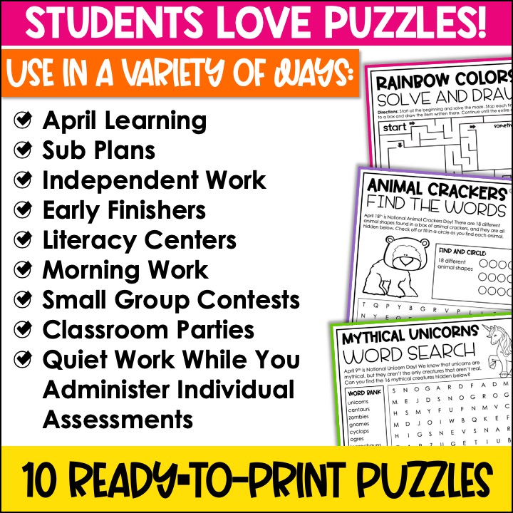 April Word Searches and Puzzles - Image 3