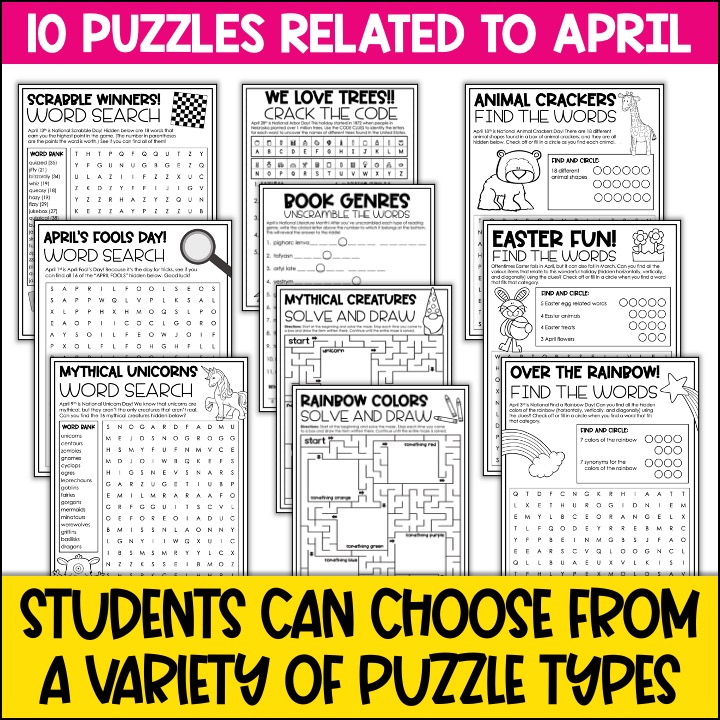 April Word Searches and Puzzles - Image 4